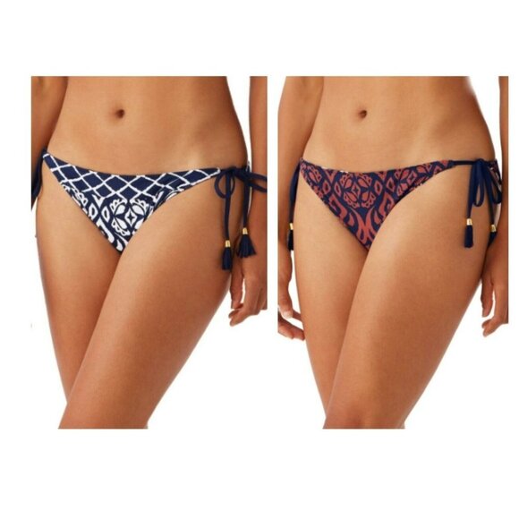 NWT Tommy Bahama Reversible Hipster Bikini Bottom Tie Side Ikat Diamond XL - Picture 1 of 12